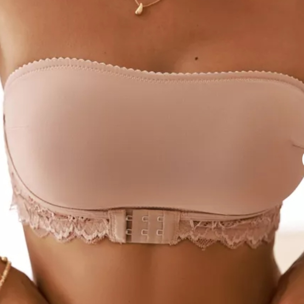 🔥MWT CUPSHE Women's NUDE Lace Bandeau Bra - Picture 2 of 10